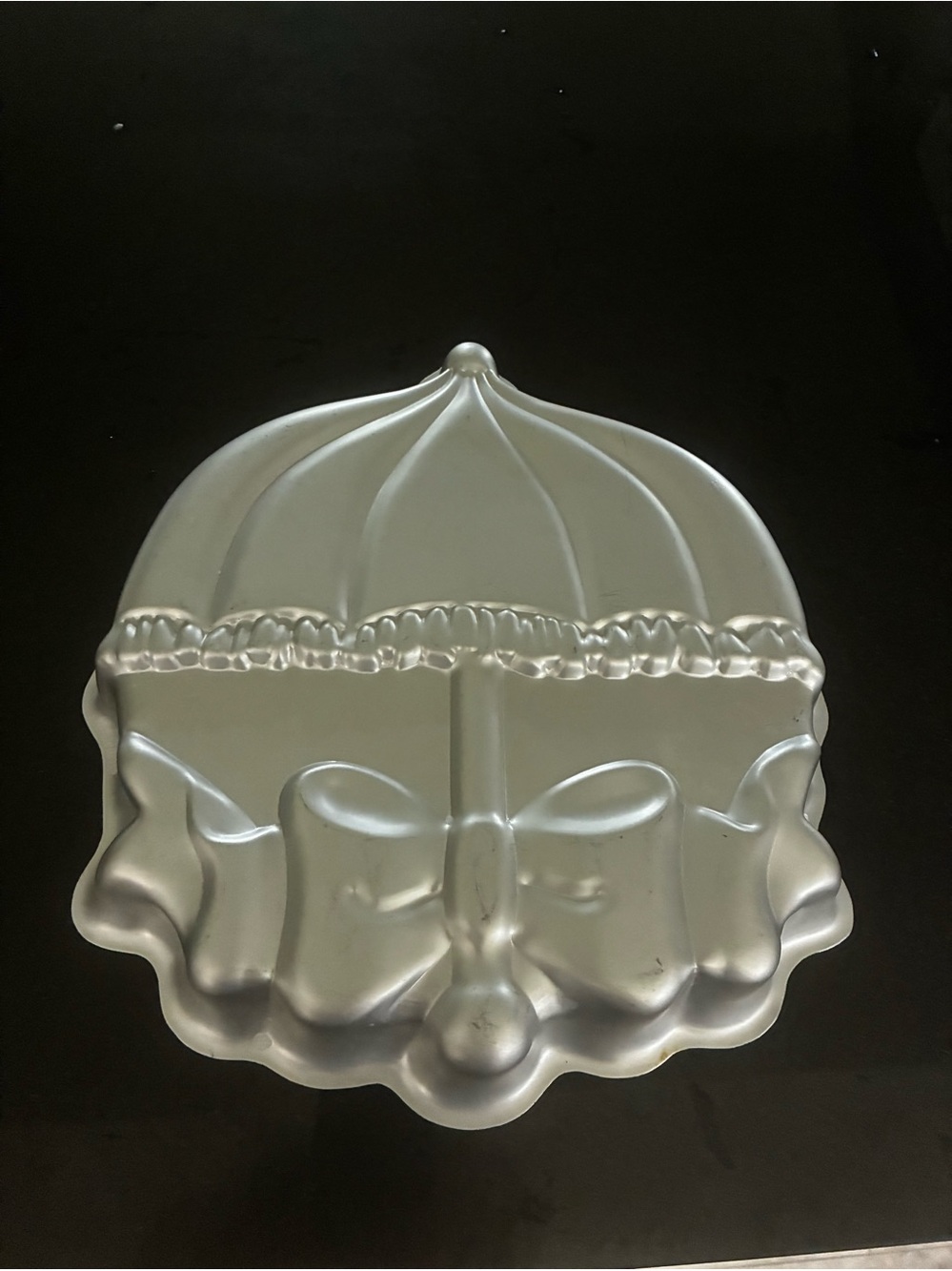 Wilton Silver Umbrella Cake Pan with Bow Design